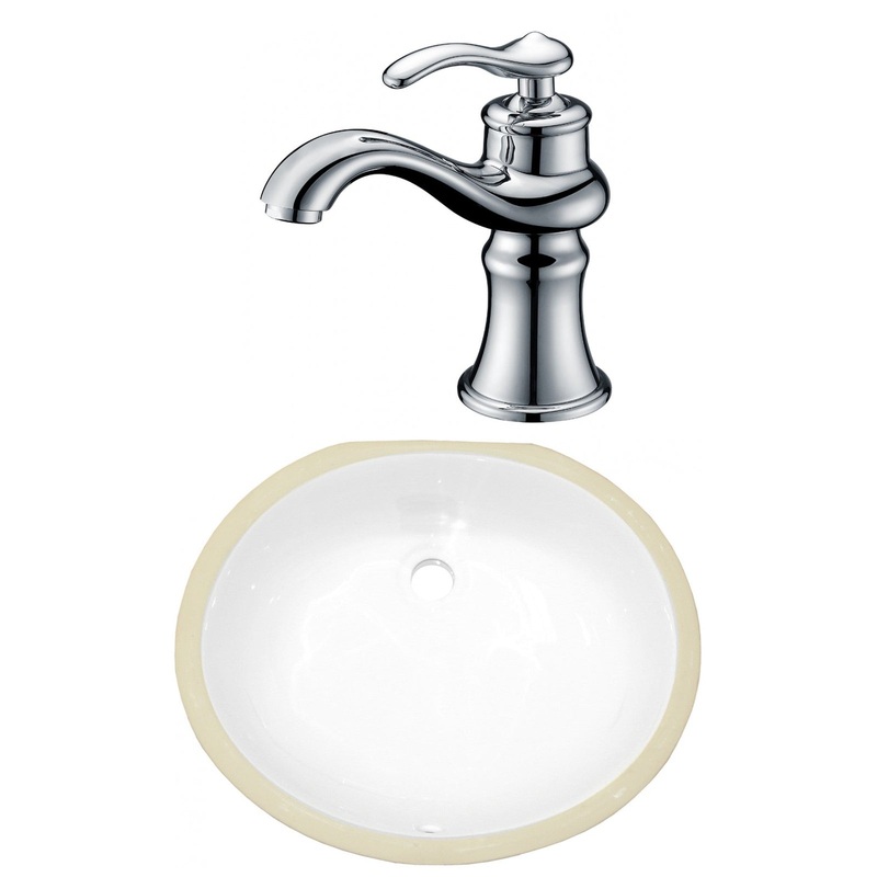 American Imaginations AI-23049 17" White Oval Ceramic Undermount Bathroom Sink Set