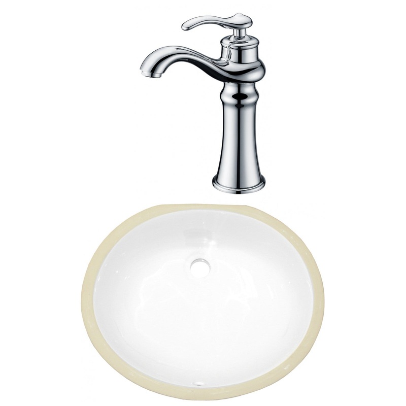 American Imaginations AI-23050 17" White Oval Ceramic Undermount Bathroom Sink Set