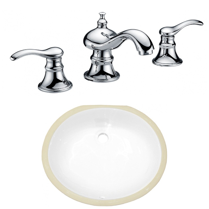 American Imaginations AI-23051 17" White Oval Ceramic Undermount Bathroom Sink Set