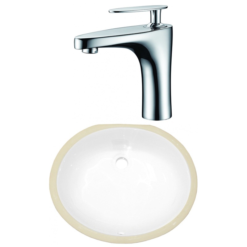 American Imaginations AI-23052 17" White Oval Ceramic Undermount Bathroom Sink Set