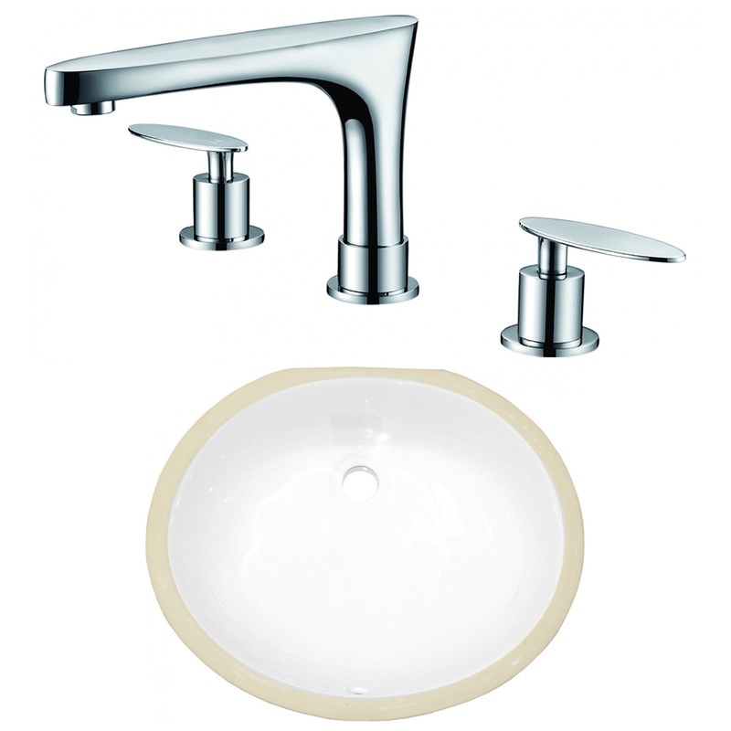 American Imaginations AI-23053 17" White Oval Ceramic Undermount Bathroom Sink Set