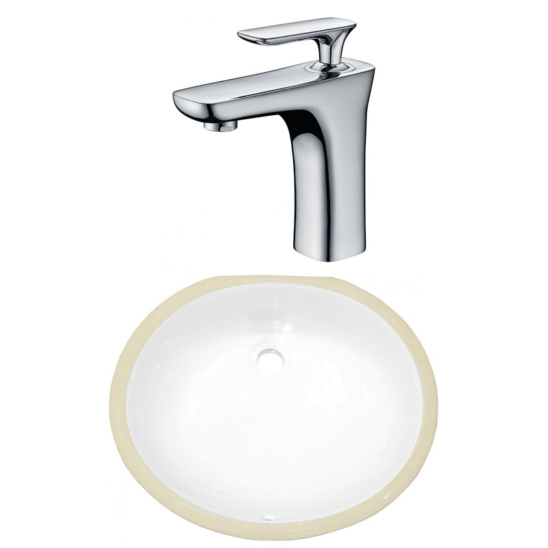 American Imaginations AI-23054 17" White Oval Ceramic Undermount Bathroom Sink Set