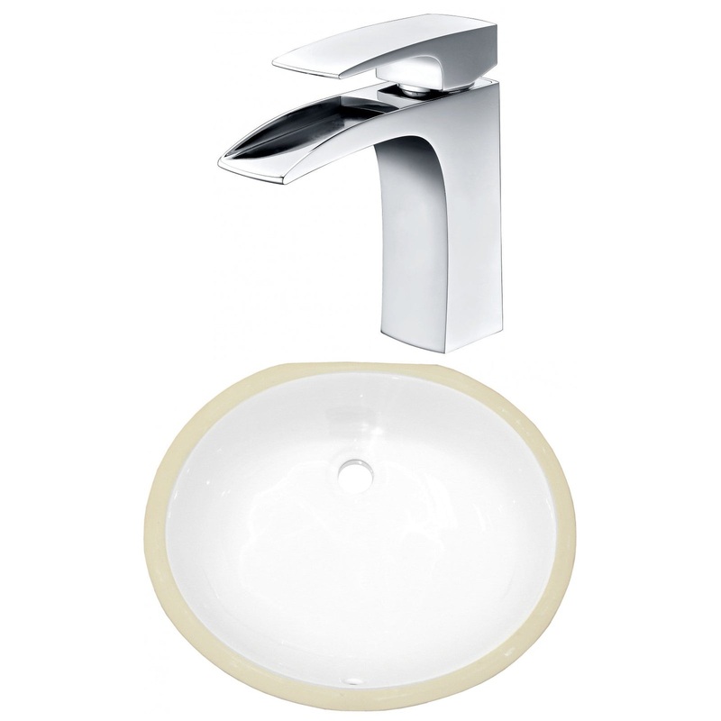 American Imaginations AI-23055 17" White Oval Ceramic Undermount Bathroom Sink Set