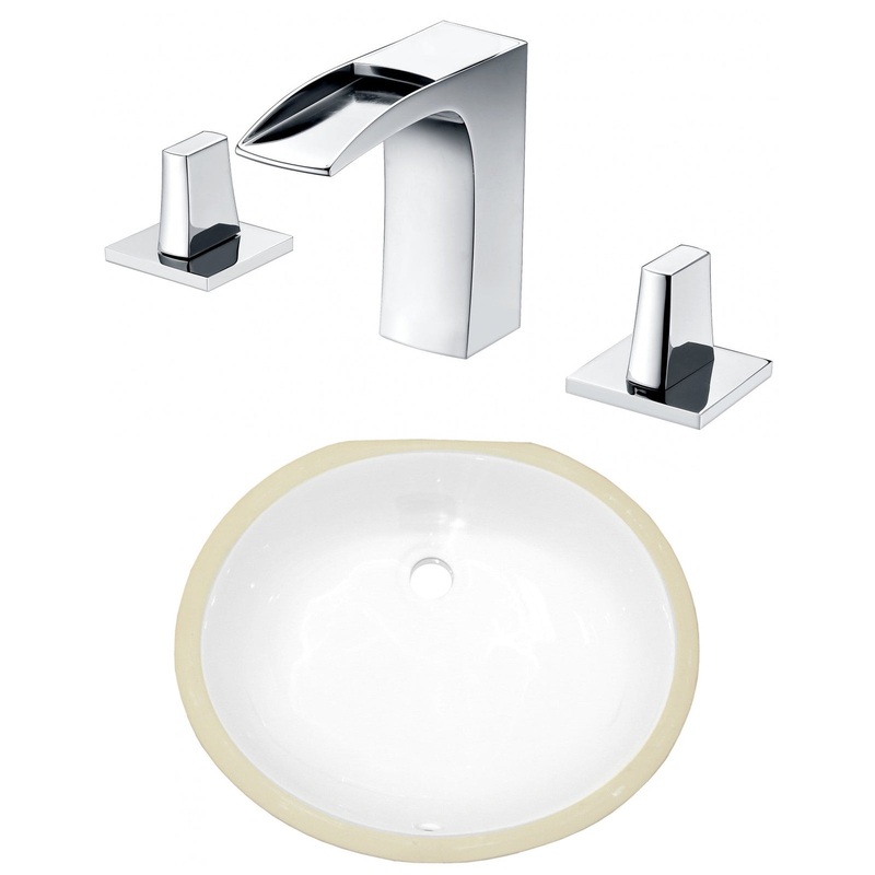 American Imaginations AI-23056 17" White Oval Ceramic Undermount Bathroom Sink Set