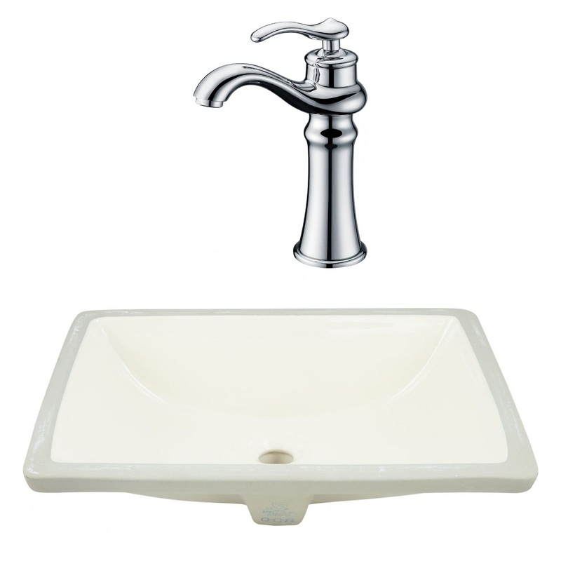 American Imaginations AI-23072 21" Biscuit Rectangular Ceramic Undermount Bathroom Sink Set