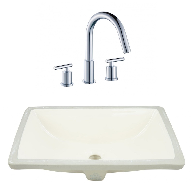 American Imaginations AI-23084 21" Biscuit Rectangular Ceramic Undermount Bathroom Sink Set