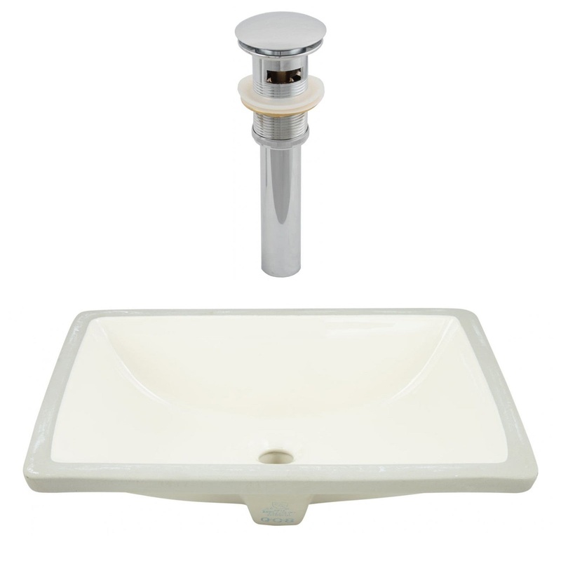 American Imaginations AI-24892 21" Biscuit Rectangular Ceramic Undermount Bathroom Sink Set