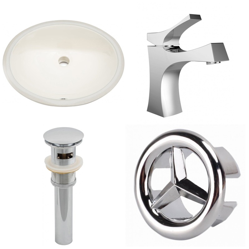 American Imaginations AI-26046 20" Biscuit Oval Ceramic Undermount Bathroom Sink Set