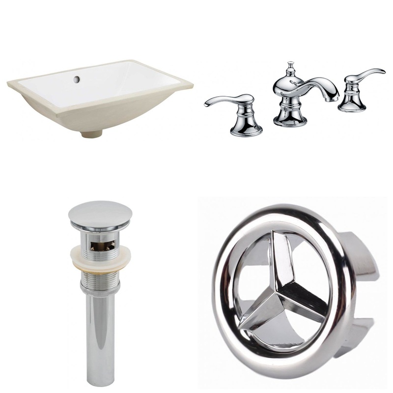 American Imaginations AI-26061 21" White Rectangular Ceramic Undermount Bathroom Sink Set