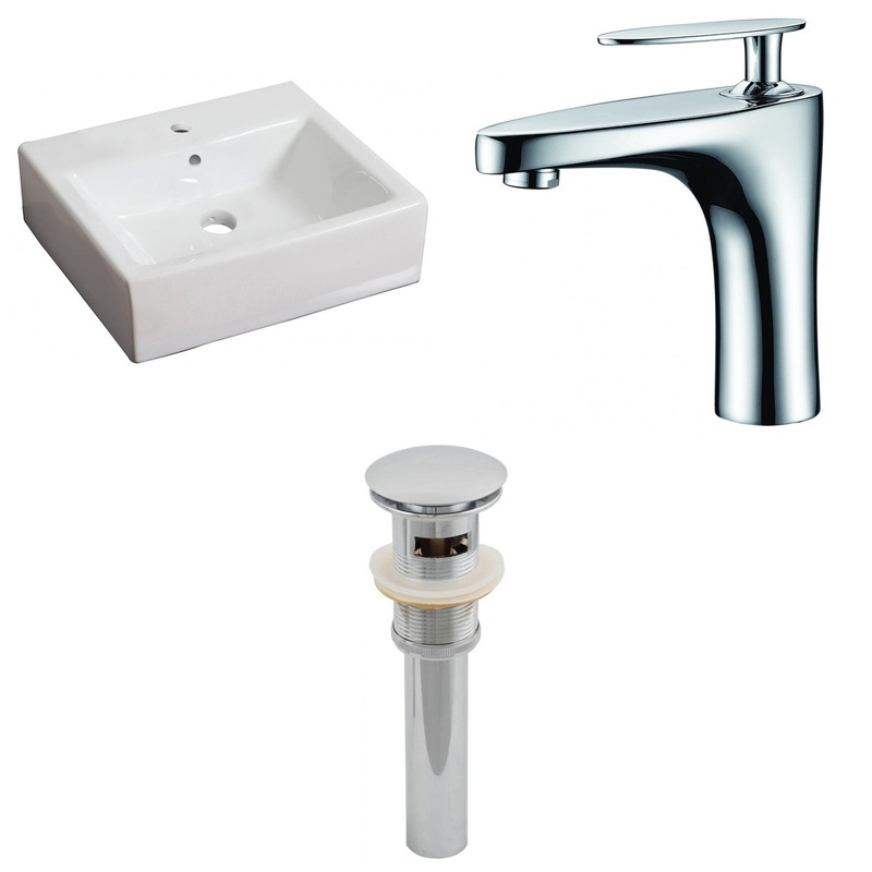 American Imaginations AI-26121 21" White Rectangular Ceramic Wall Mount Bathroom Vessel Sink Set