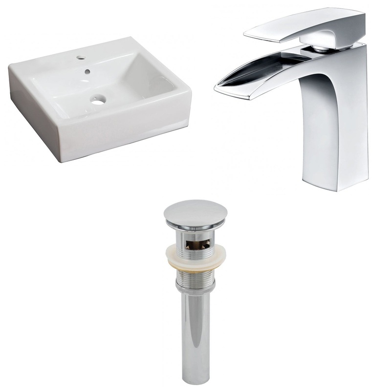 American Imaginations AI-26123 21" White Rectangular Ceramic Wall Mount Bathroom Vessel Sink Set