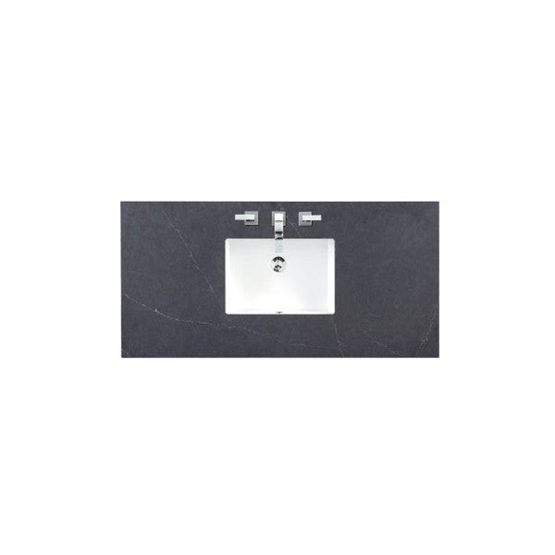 James Martin 48" x 24" Single Charcoal Soapstone Quartz Bathroom Vanity Top With Rectangular Ceramic Sink