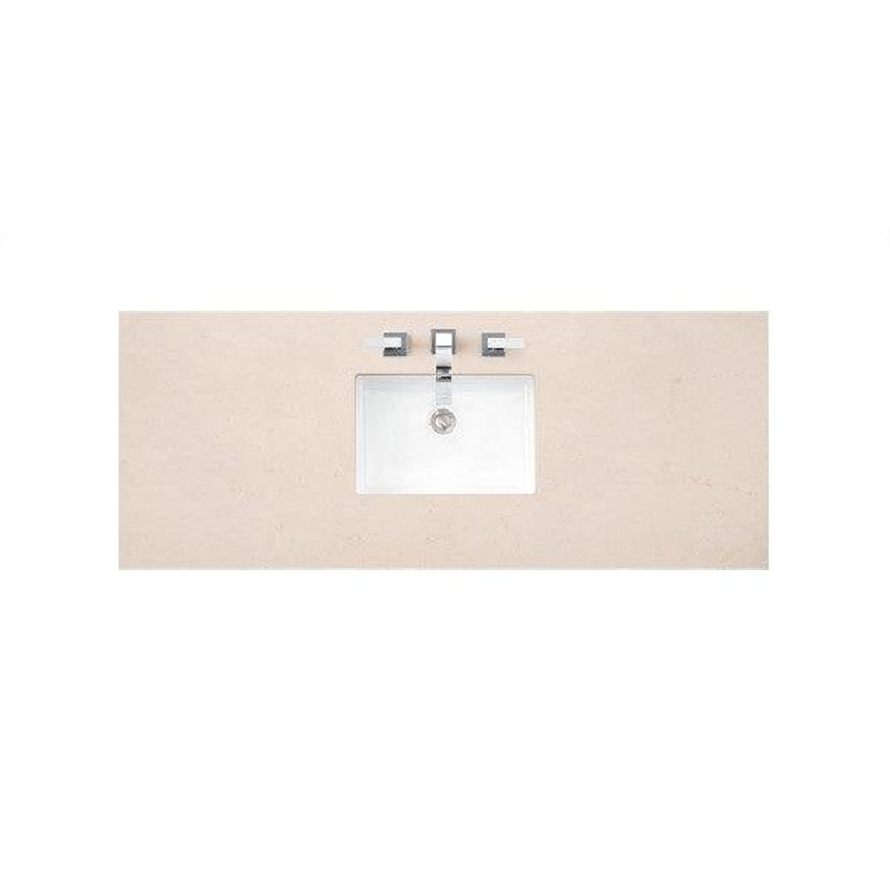 James Martin 60" x 24" Single Eternal Marfil Quartz Bathroom Vanity Top With Rectangular Ceramic Sink