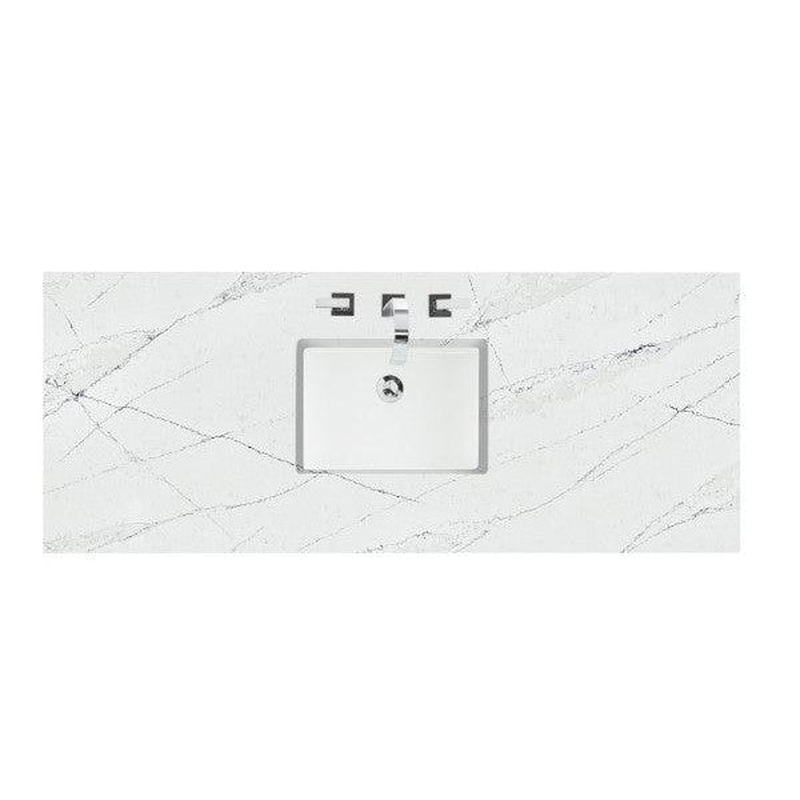 James Martin 60" x 24" Single Ethereal Noctis Quartz Bathroom Vanity Top With Rectangular Ceramic Sink