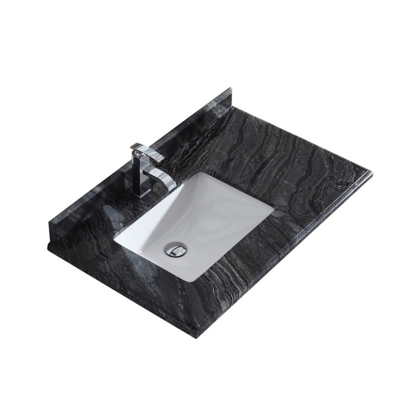 Laviva Odyssey 36" Single Hole Black Wood Marble Countertop With Left Offset Rectangular Ceramic Sink