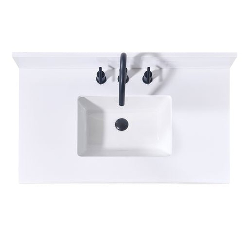 Altair Andalo 37" x 22" Snow White Composite Stone Bathroom Vanity Top With White SInk