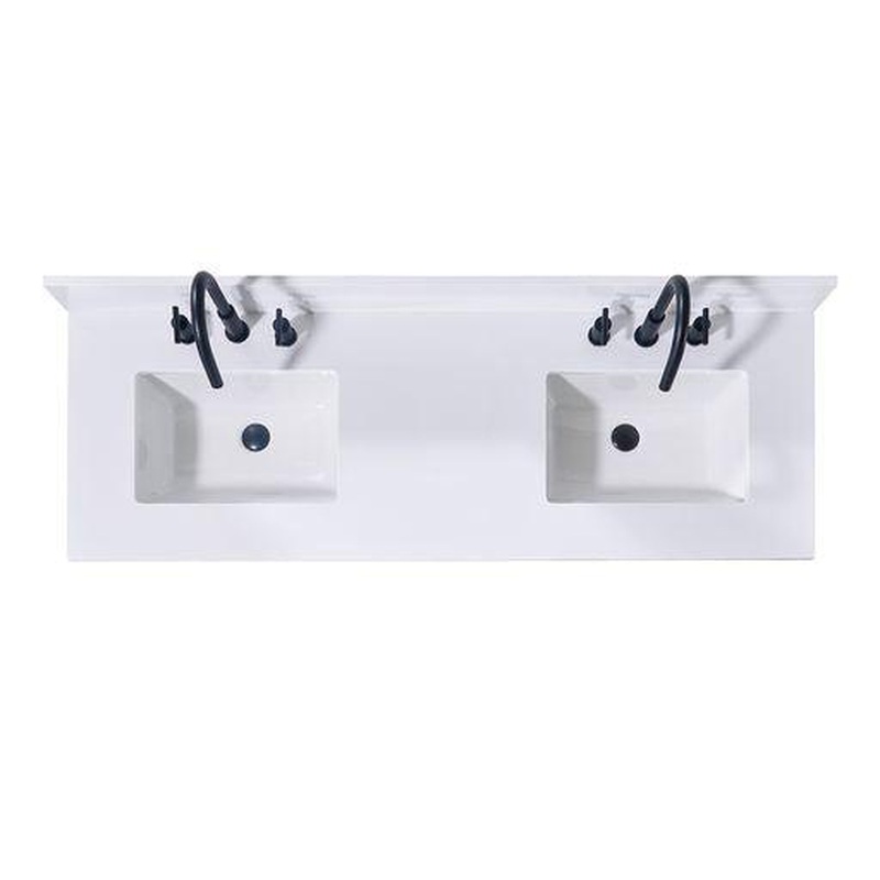 Altair Andalo 61" x 22" Snow White Composite Stone Bathroom Vanity Top With Double White SInk