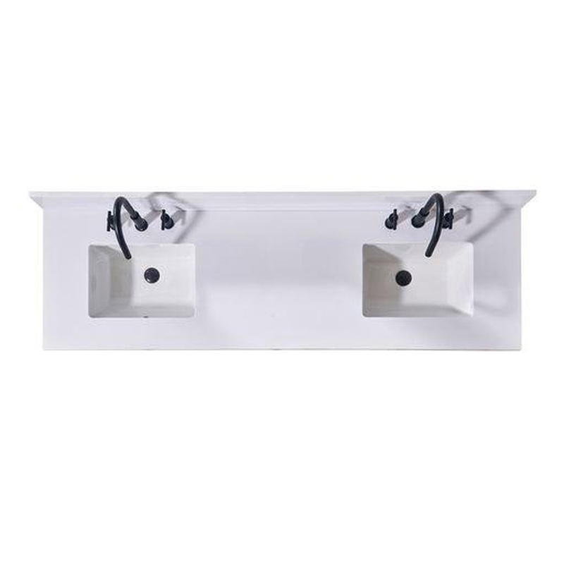 Altair Andalo 73" x 22" Snow White Composite Stone Bathroom Vanity Top With White SInk
