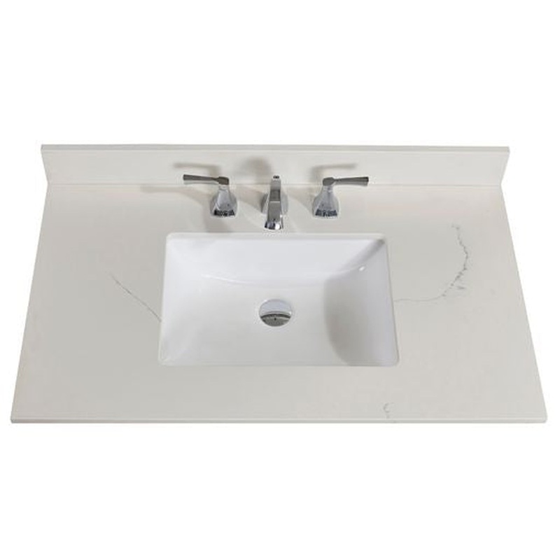 Altair Belluno 37" x 22" Milano White Composite Stone Bathroom Vanity Top With White SInk
