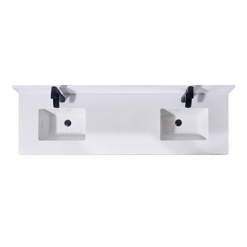 Altair Caorle 73" x 22" Snow White Composite Stone Bathroom Vanity Top With White SInk