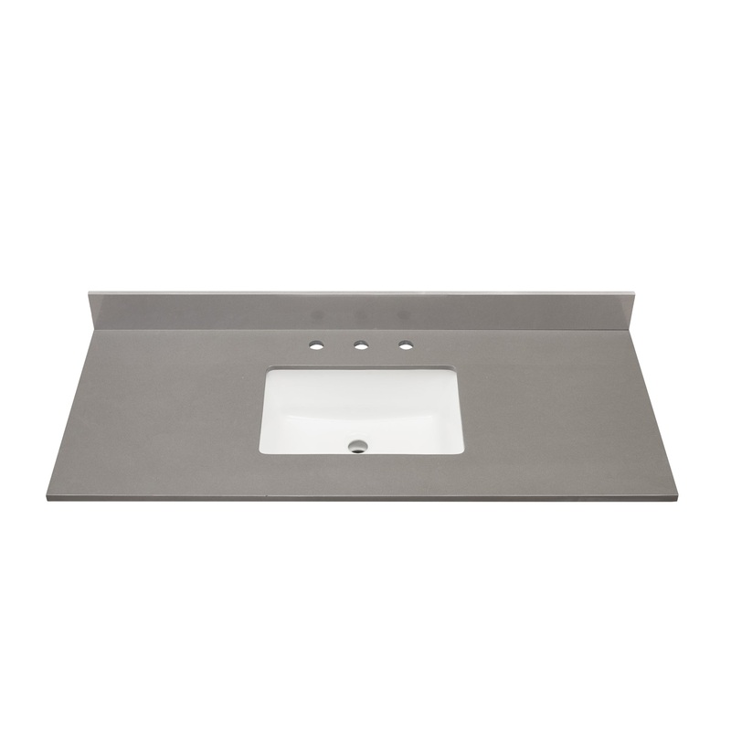 Altair Madrid 49" x 22" Concrete Grey Composite Stone Bathroom Vanity Top With White SInk