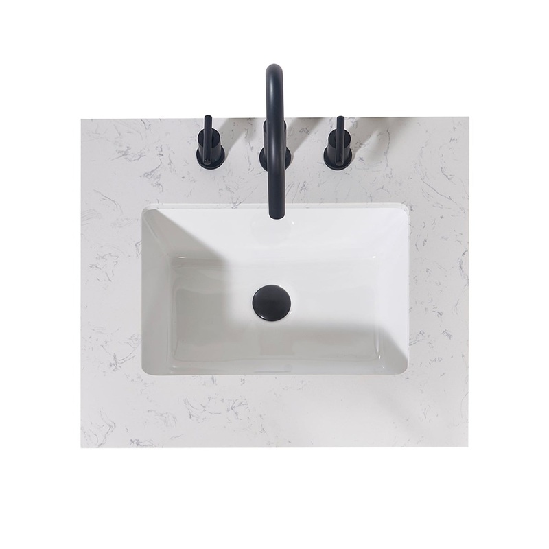 Altair Merano 24" x 22" Aosta White Apron Composite Stone Bathroom Vanity Top With White SInk