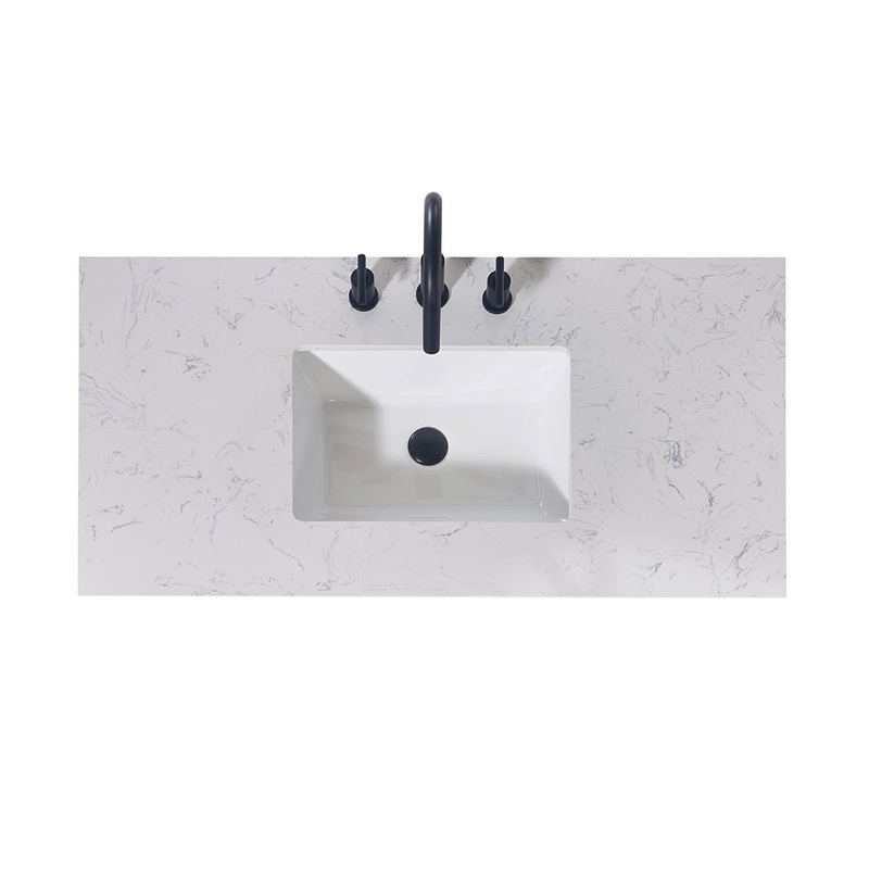 Altair Merano 42" x 22" Aosta White Apron Composite Stone Bathroom Vanity Top With White SInk