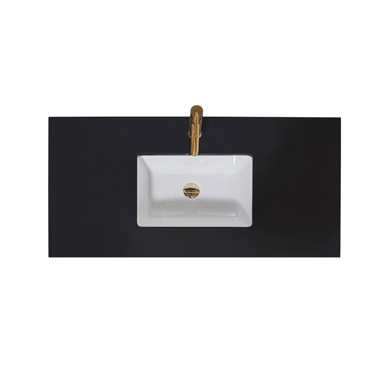 Altair Nauders 42" x 22" Imperial Black Apron Composite Stone Bathroom Vanity Top With White SInk