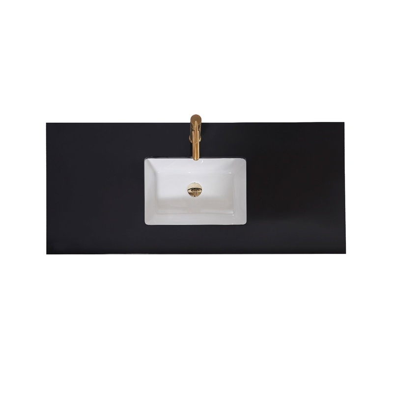 Altair Nauders 48" x 22" Imperial Black Apron Composite Stone Bathroom Vanity Top With White SInk
