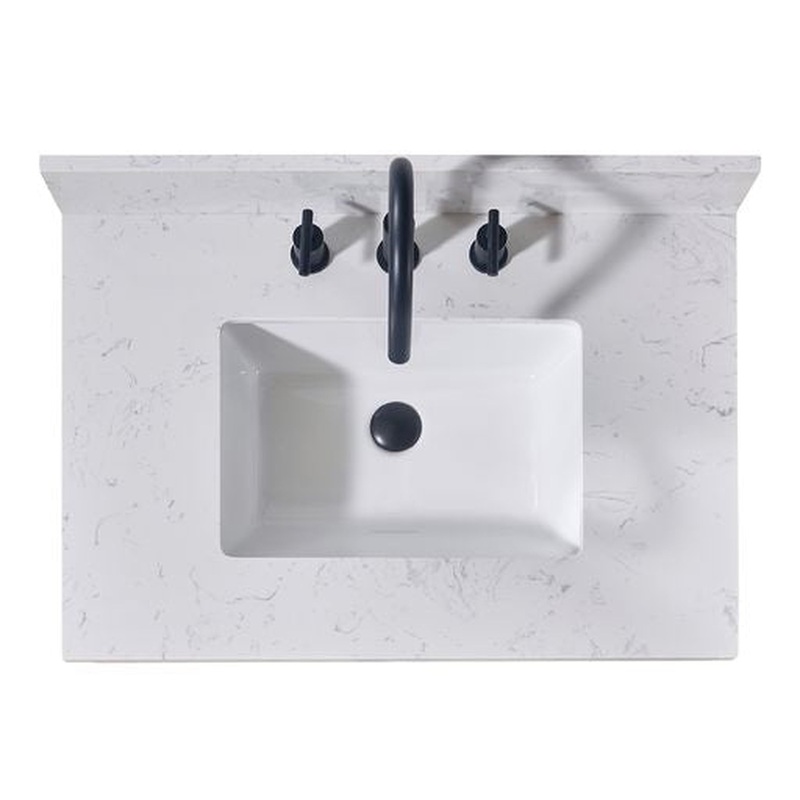 Altair Oderzo 31" x 22" Aosta White Composite Stone Bathroom Vanity Top With White SInk