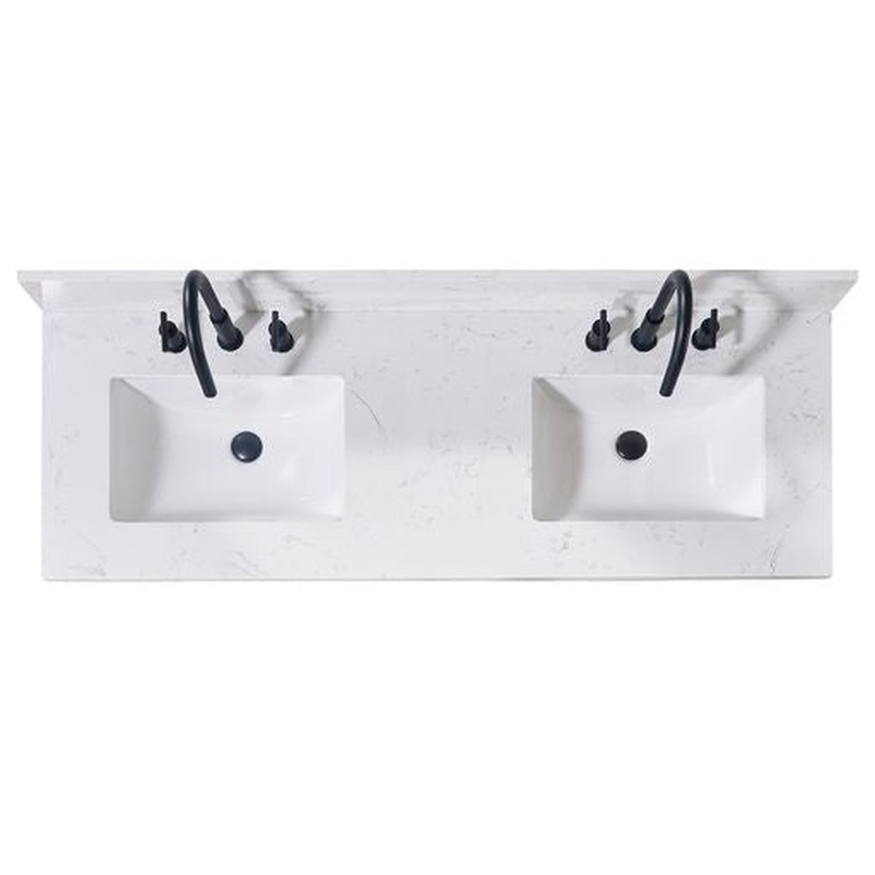 Altair Oderzo 61" x 22" Aosta White Composite Stone Bathroom Vanity Top With White SInk