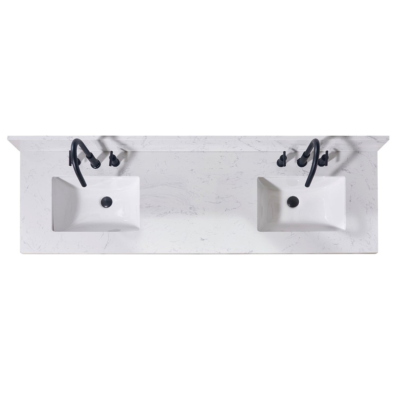 Altair Oderzo 73" x 22" Aosta White Composite Stone Bathroom Vanity Top With White SInk