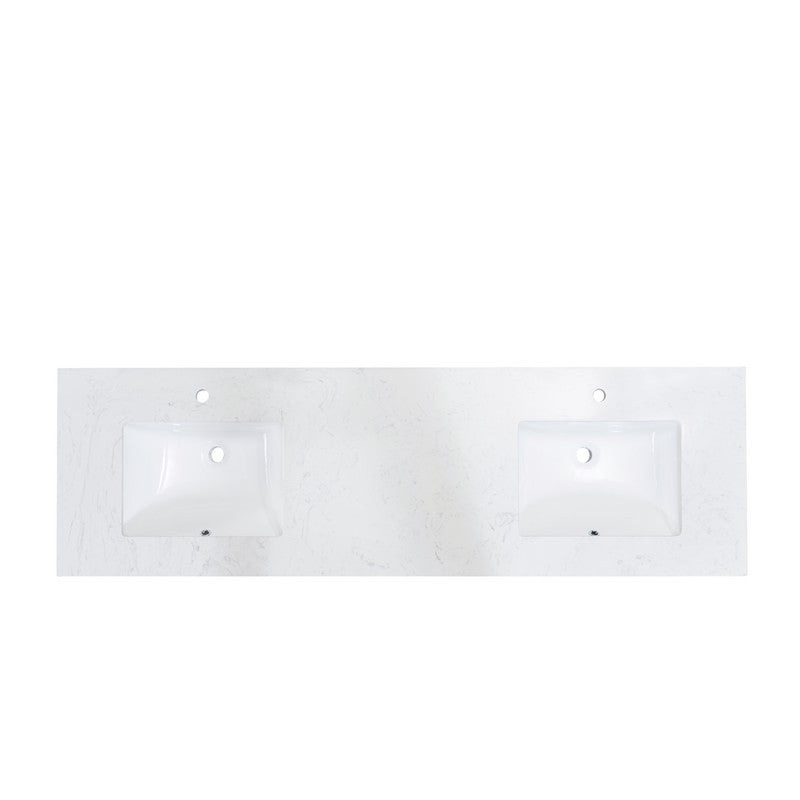 Altair Salerno 73" x 22" Aosta White Composite Stone Bathroom Vanity Top With White SInk