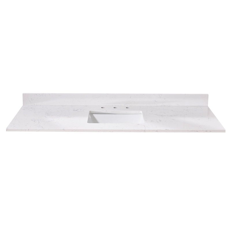 Altair Trento 61" x 22" Aosta White Composite Stone Bathroom Vanity Top With Single White SInk