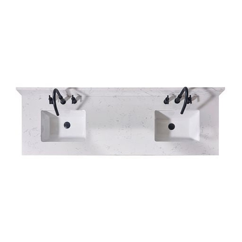 Altair Trento 73" x 22" Aosta White Composite Stone Bathroom Vanity Top With White SInk