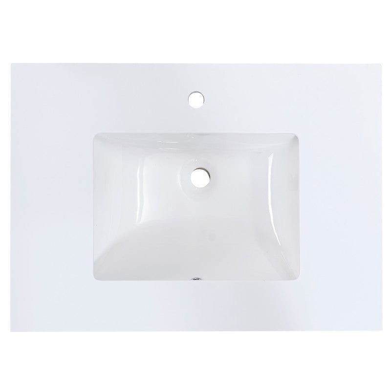 Altair Viterbo 31" x 22" Snow White Composite Stone Bathroom Vanity Top With White SInk
