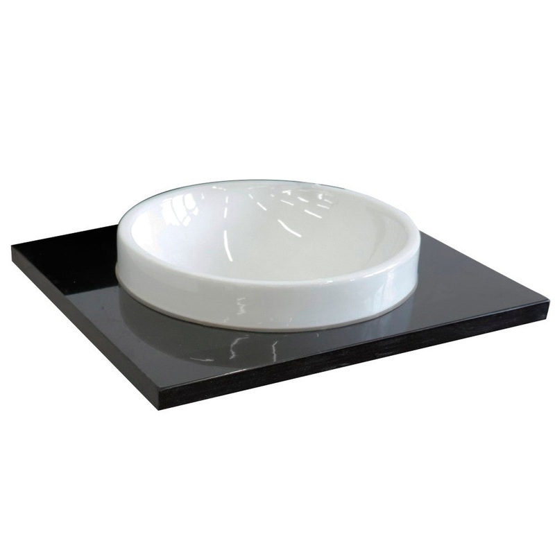Bellaterra Home 25" x 22" Black Galaxy Granite Vanity Top With Semi-recessed Round Sink and Overflow