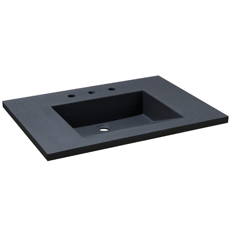 Bellaterra Home 31" x 22" Dark Gray Concrete Three Hole Vanity Top With Integrated Rectangular Ramp Sink