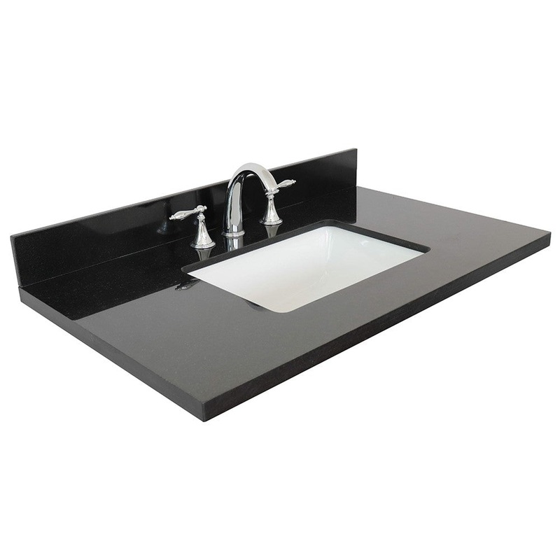 Bellaterra Home 37" x 22" Black Galaxy Three Hole Vanity Top With Undermount Rectangular Sink and Overflow