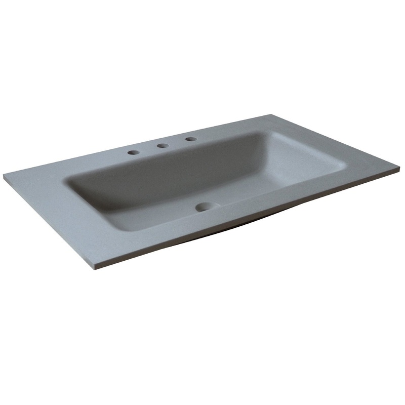 Bellaterra Home 37" x 22" Gray Concrete Three Hole Vanity Top With Integrated Rectangular Sink