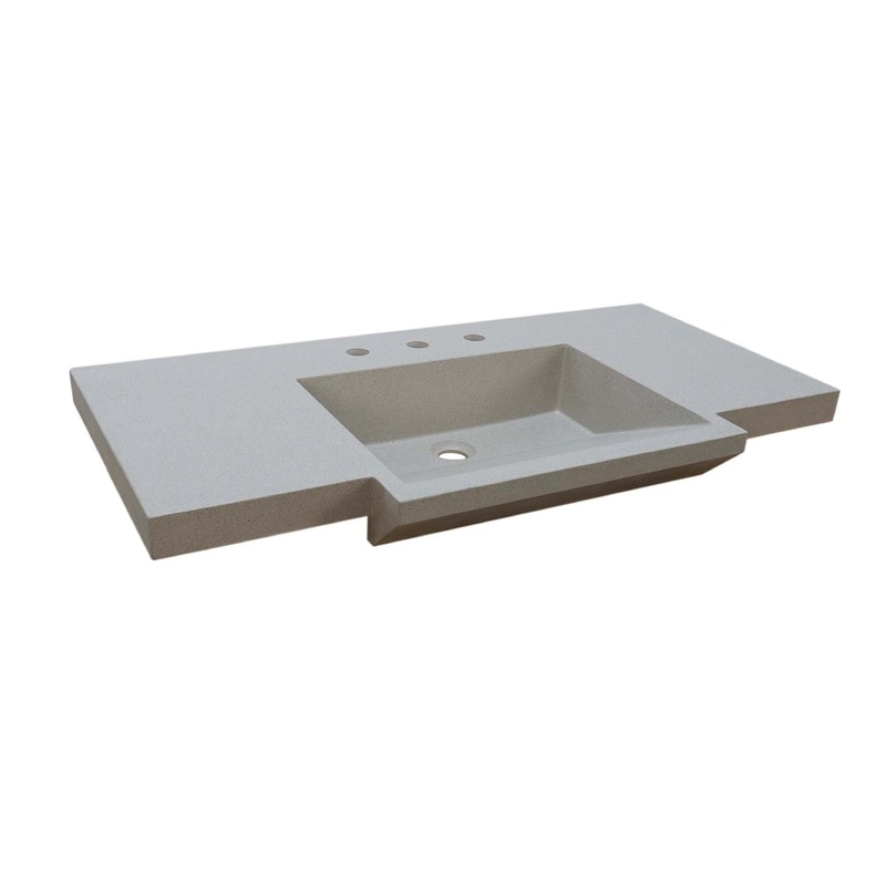 Bellaterra Home 39" x 21" White Concrete Three Hole Vanity Top With Integrated Rectangular Ramp Sink