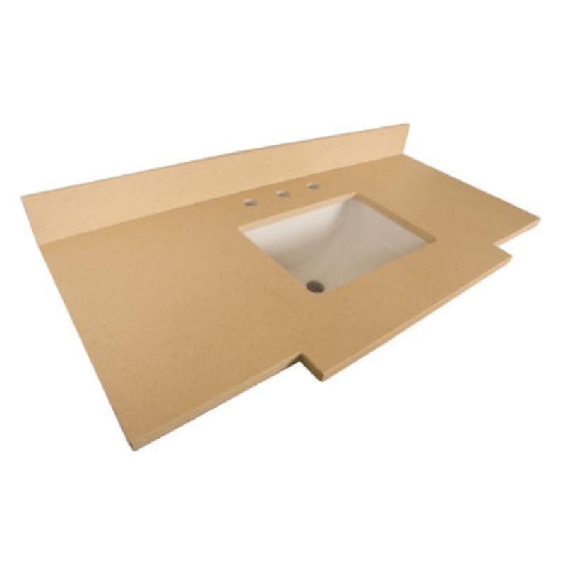 Bellaterra Home 45" x 22" Beige Quartz Three Hole Vanity Top With Undermount Rectangular Sink and Overflow