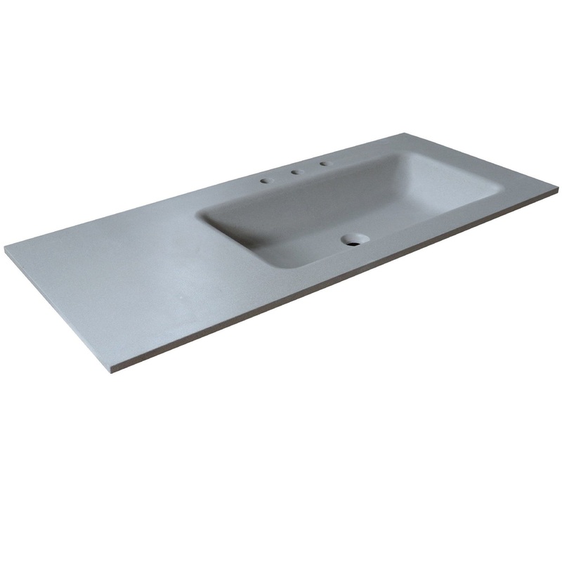 Bellaterra Home 49" x 22" Gray Concrete Three Hole Vanity Top With Right Offset Integrated Rectangular Sink