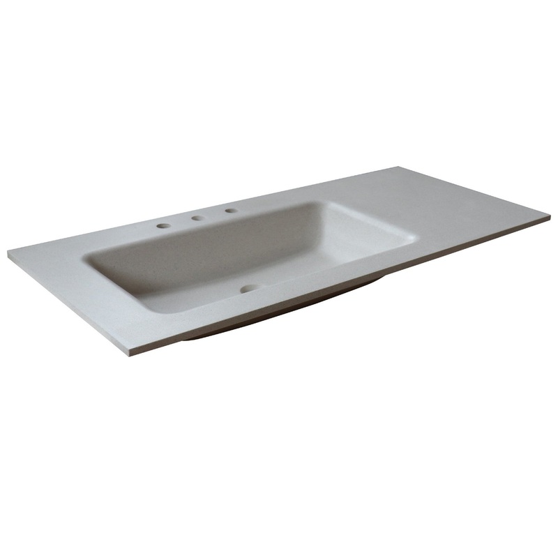 Bellaterra Home 49" x 22" Slate White Concrete Three Hole Vanity Top With Left Offset Integrated Rectangular Sink