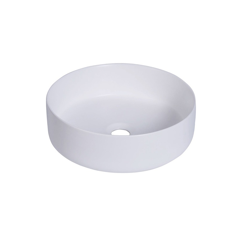 Altair Sabine 14" Round White Ceramic Bathroom Vanity Vessel Sink