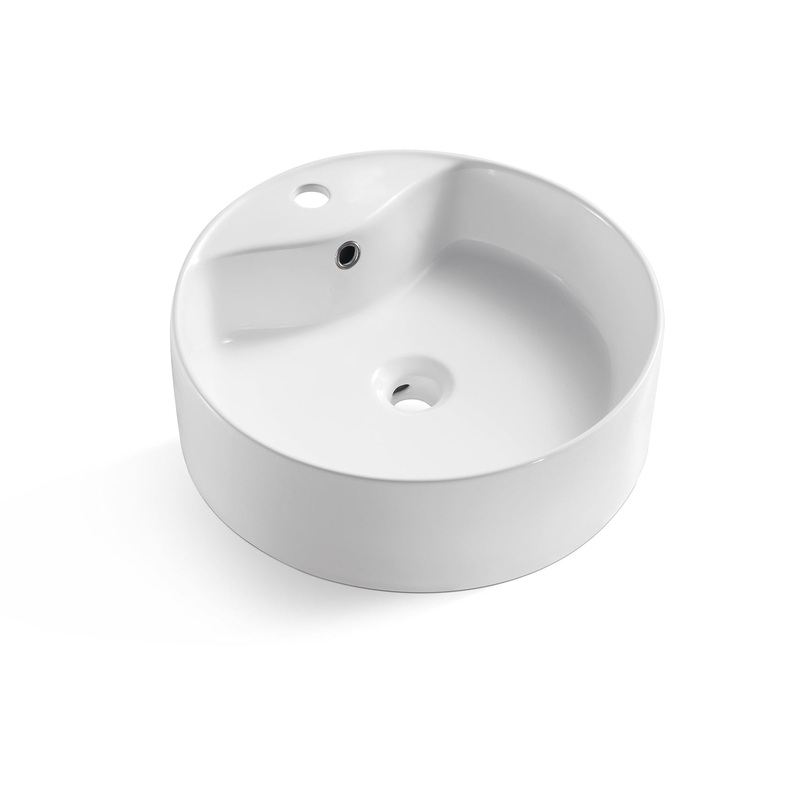 Altair Timitra 18" Round White Finish Ceramic Vessel Bathroom Vanity Sink