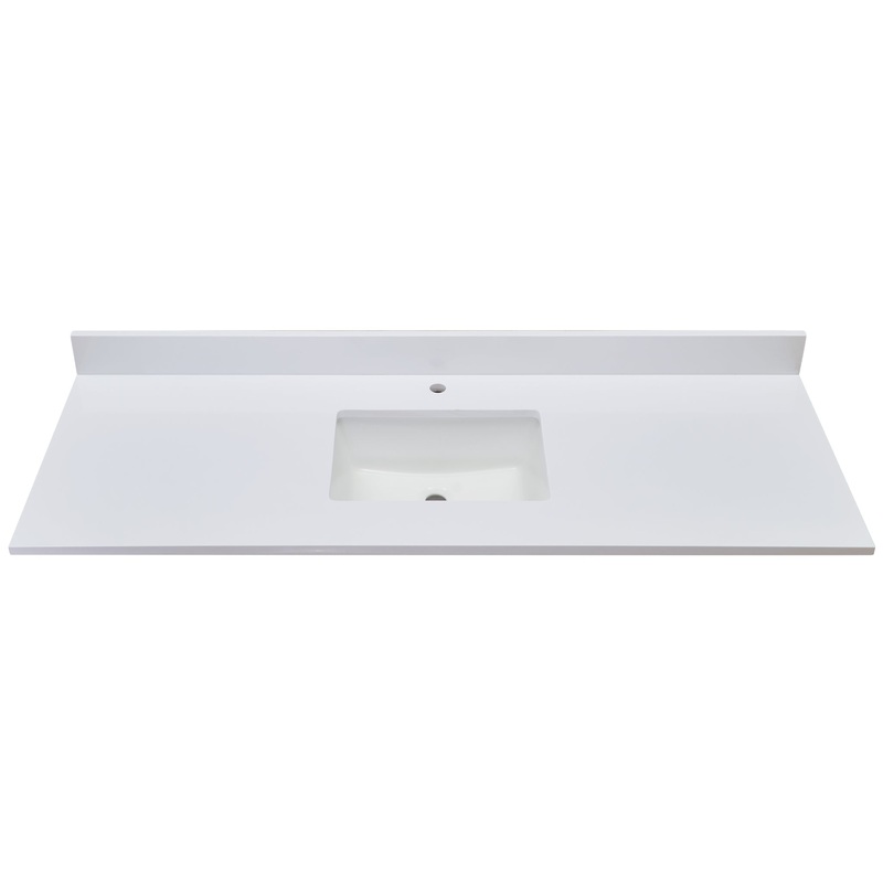 Altair Viterbo 61" x 22" Snow White Composite Stone Bathroom Vanity Top With White SInk