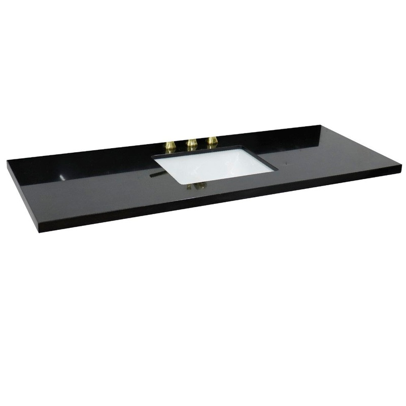 Bellaterra Home 61" x 22" Black Galaxy Three Hole Vanity Top With Undermount Rectangular Sink and Overflow