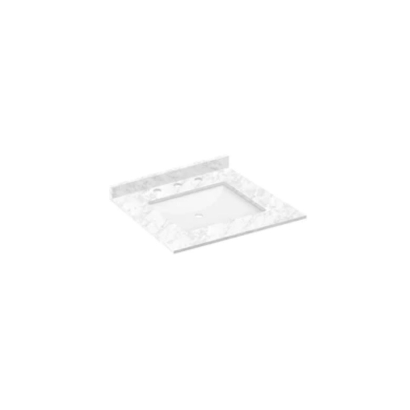 LessCare 25" x 22" Cara White Vanity Top with Square Sink - 8 in Faucet Spread