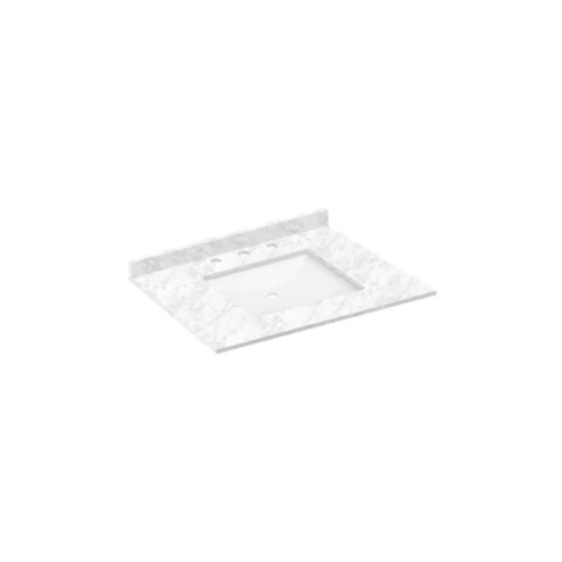 LessCare 31" x 22" Cara White Vanity Top with Square Sink - 8 in Faucet Spread